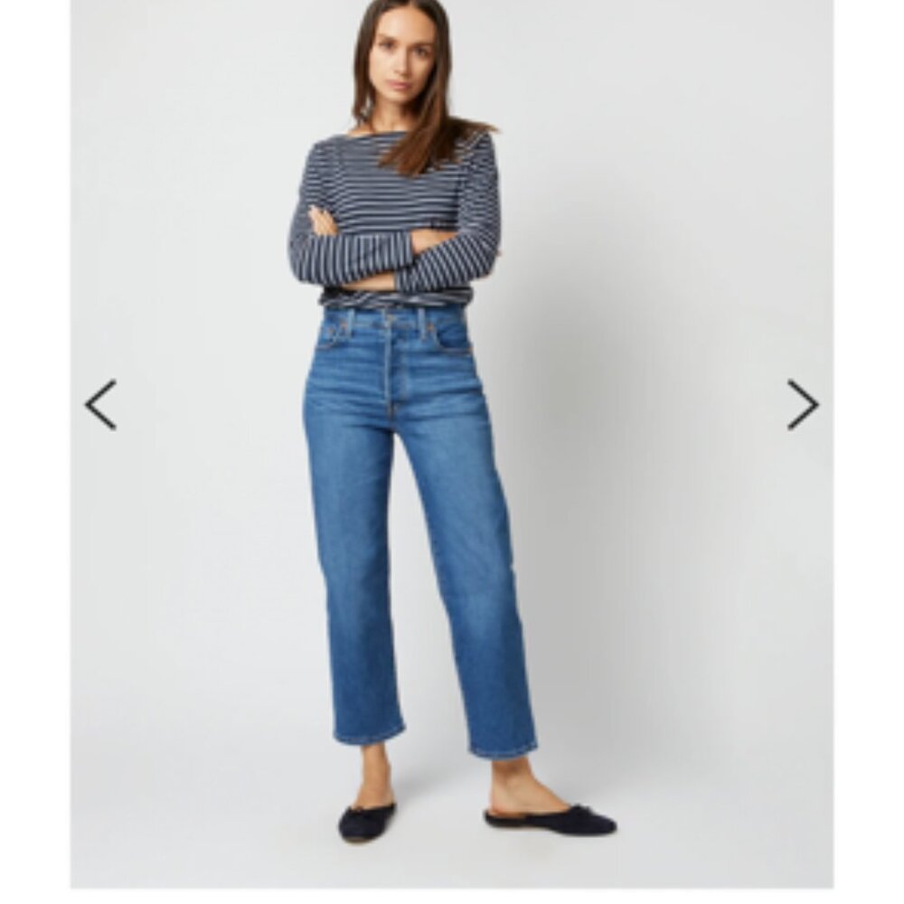 Levi's Blue High-Rise Cropped Straight Jeans